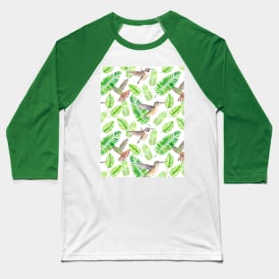 Hummingbirds and tropical leaves Baseball T-Shirt